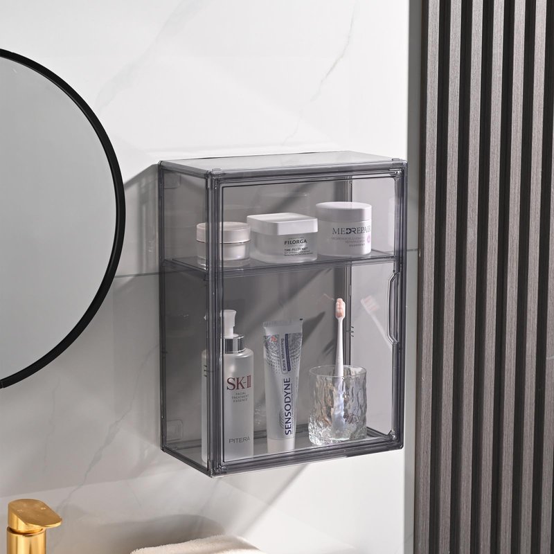 BOHOIDEE 2PACK 3 Tiers Acrylic Display Case with 2 Division Boards, Acrylic Storage Organizers Box with Magnetic Door, Wall-Mounted Dustproof Showcase for Makeups, Purses, Figure