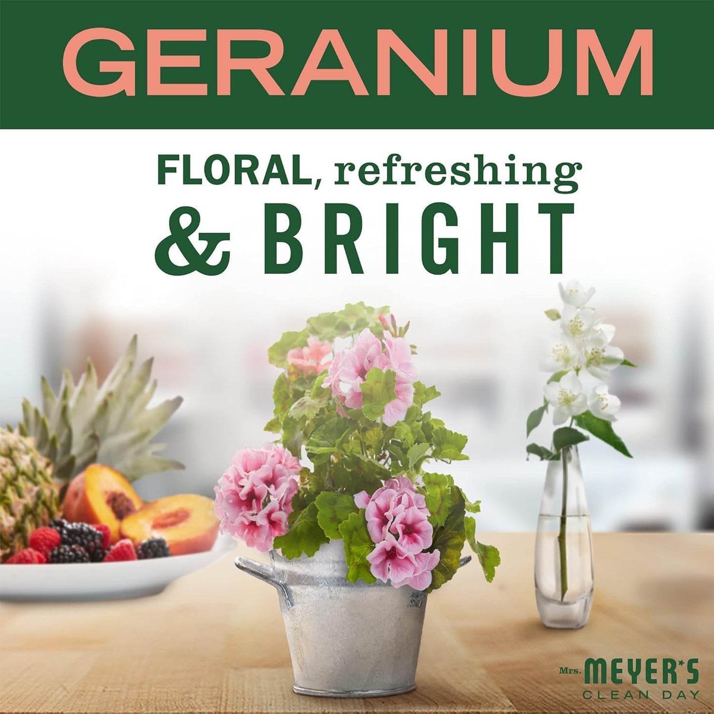 Mrs. Meyer's Clean Day Hand Soap Refill | Geranium Scent with Essential Oils | 33 Fl. Oz - Pack of 2