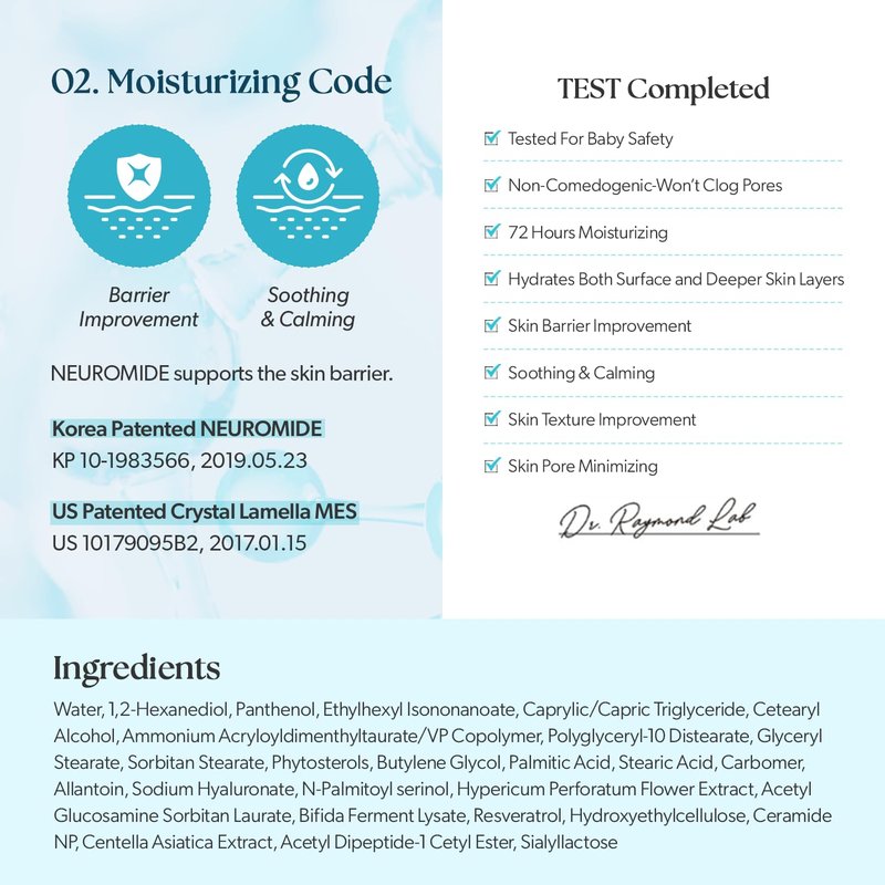 CURECODE Soothing Relief Gel Moisturizer 80ml (2.71 Fl Oz) Korean Skin-Biome Science with Neuromide, Ceramides for Calming, Hydration with Skin Barrier, Pore Refinement, and Gentle for All Ages