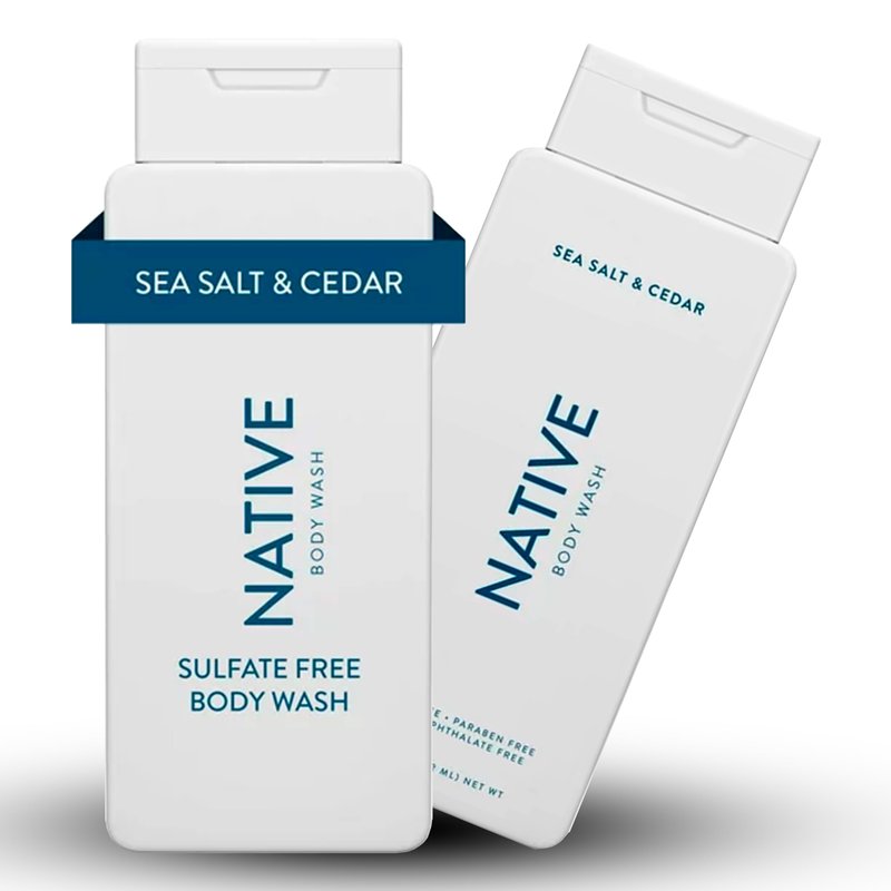 Native Body Wash Contains Naturally Derived Ingredients | For Women & Men, Sulfate, Paraben, & Dye Free Leaving Skin Soft and Hydrating | Sea Salt & Cedar 18 oz