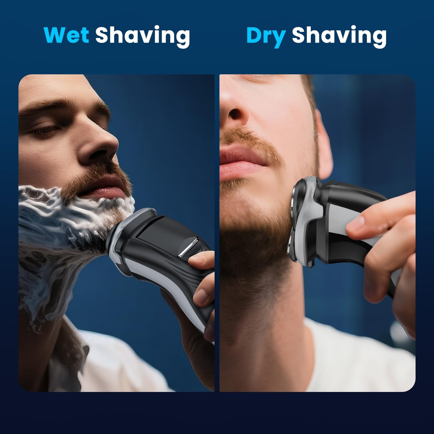 SweetLF Men's Electric Shaver, Silent & Powerful, IPX7 Waterproof, Dual-Track Floating Blades, Type C Fast Charging, 60 Minutes Charge, 120 Minutes Runtime (Black&Gray)