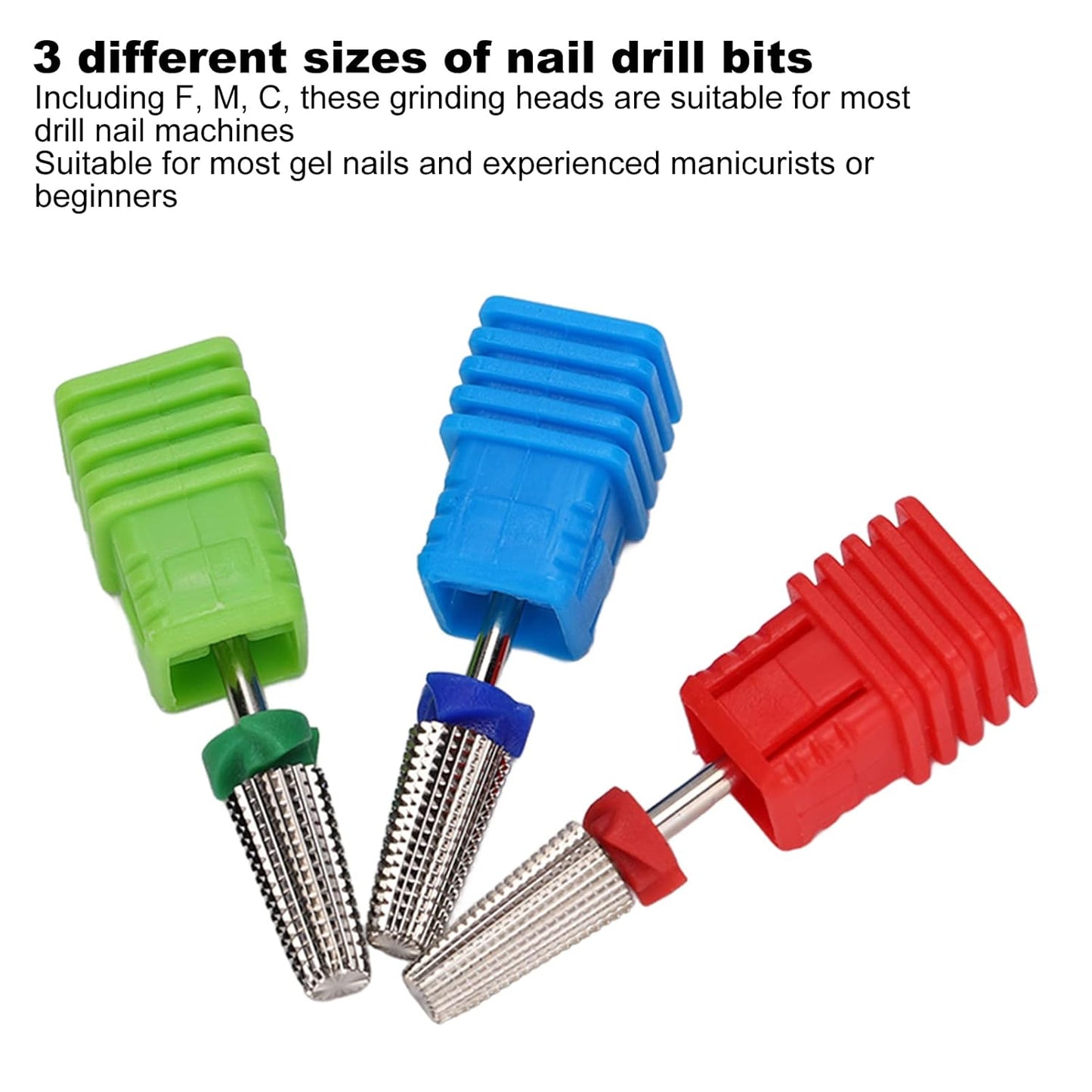 Nail Drill Bits Set - Tungsten Steel Gel Remover Tools for Manicure & Pedicure | 3pcs, 2.35mm Shank Diameter