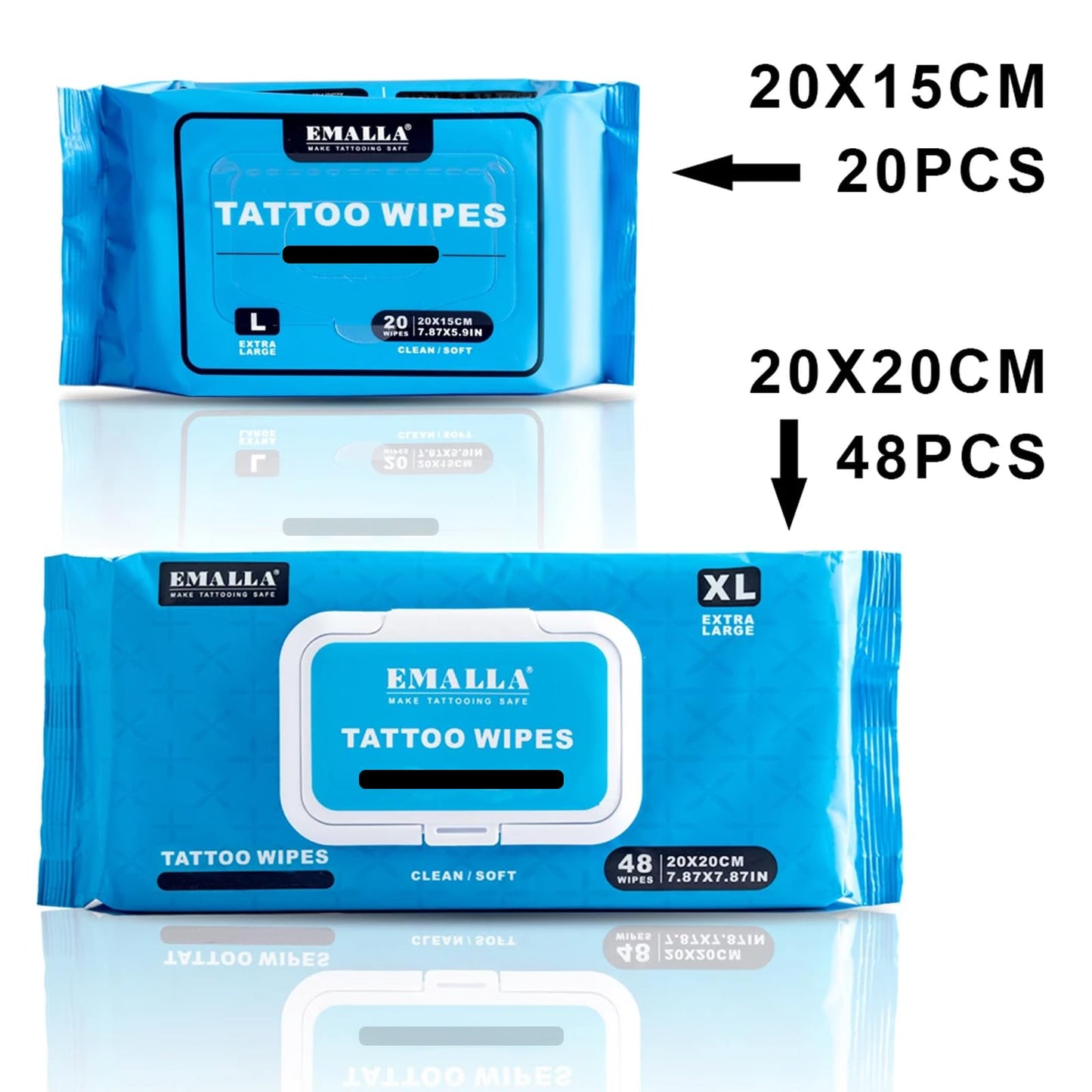 Emalla Tattoo Wipes, Extra Large 192pcs All in One Premium Tattoo Care Wipes to Clean Skin and Tattoo Aftercare Tattoo Supplies (4 Pack)