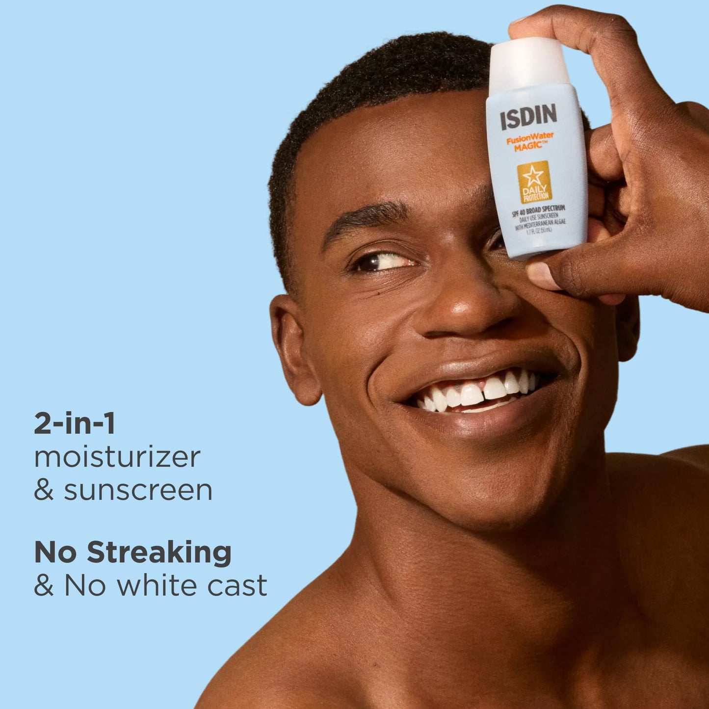 ISDIN Fusion Water MAGIC SPF 40, Lightweight Sunscreen For Face with Hyaluronic Acid and Vitamin E, Ideal for Daily Use, Dermatologist Recommended, Fast Absorbing and Non-Comedogenic