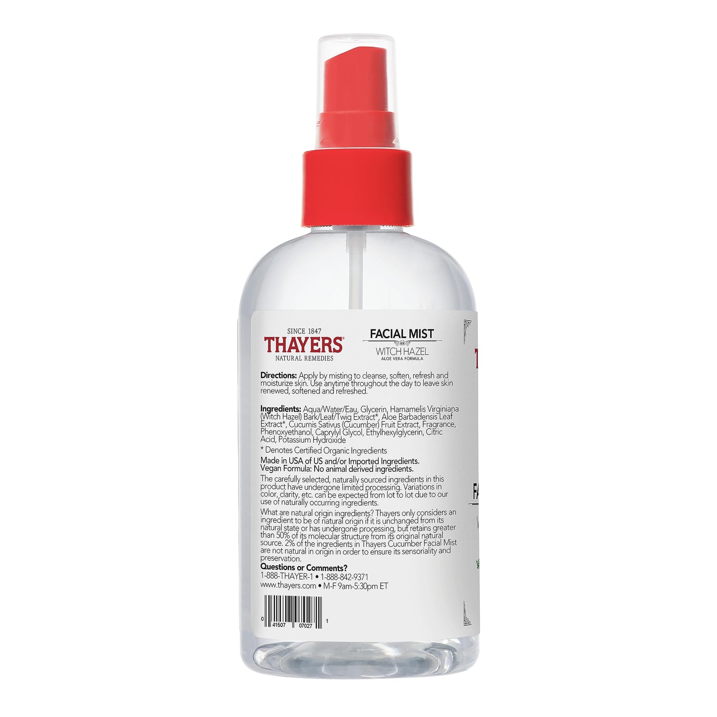 THAYERS Alcohol-Free Witch Hazel Facial Mist Toner with Aloe Vera