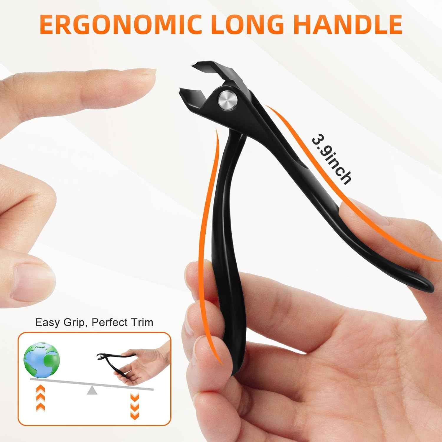 Slanted Toenail Clippers for Thick Toenails - Angled Head Nail Trimmers for Seniors