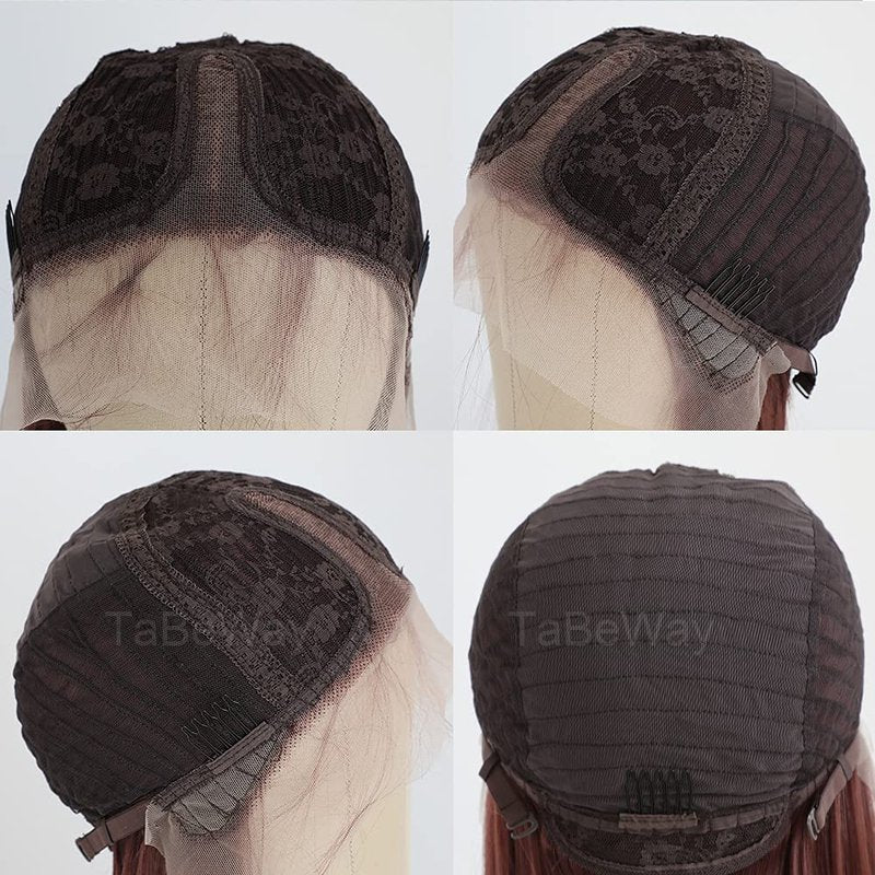 Glueless Synthetic Lace Front Wig - Long Straight Reddish Brown | Heat Resistant Hair Replacement for Women