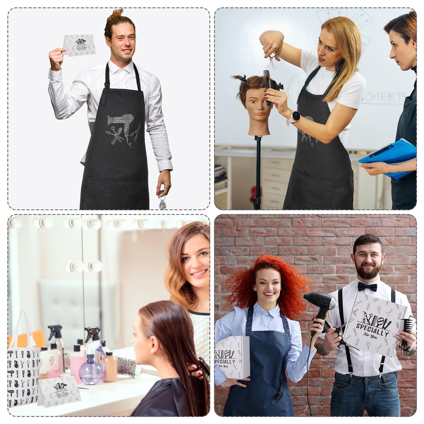 Blosssound 9 Pcs Hairdresser Gifts Set Hair Stylist Gifts with Socks Keychain Scissors Coffee Mug and Apron Makeup Bag Cards Inspirational Graduation Gift Salon Present for Hairdresser