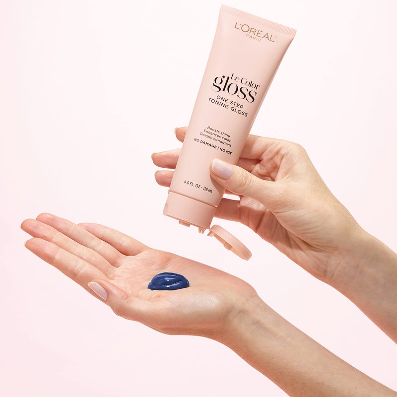 L’Oreal Paris Le Color Gloss One Step Toning Gloss, In-Shower Hair Toner with Deep Conditioning Treatment Formula for Gray Hair, Silver White, 1 Kit