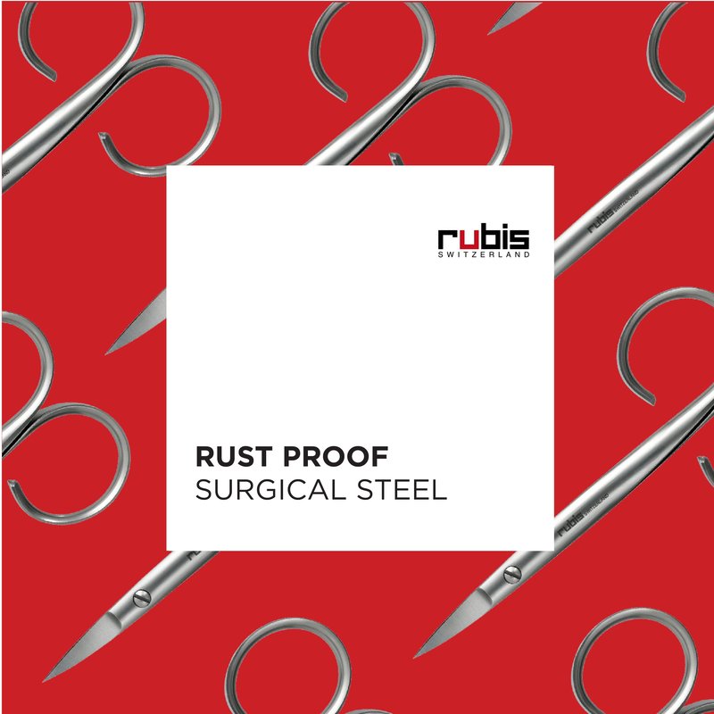 Rubis Sauro Stainless Steel Nail Scissors for Precise Toenails, 1F007, Made in Switzerland, Silver