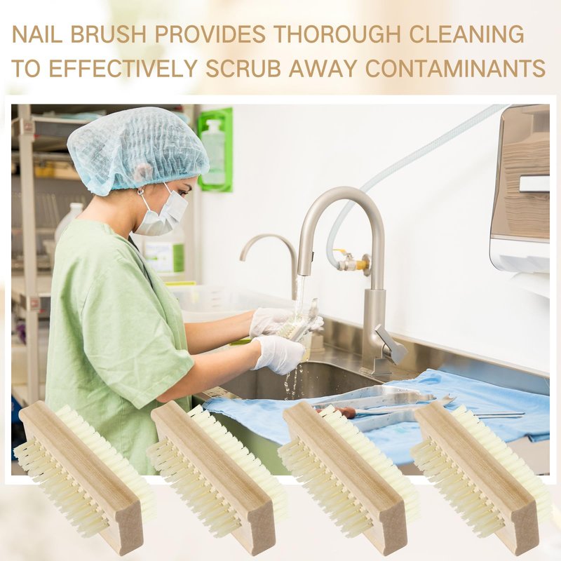 Patelai 12 Pack Wooden Nail Brush Bulk Two-sided Hand Fingernail Brush Non-slip Wood Heavy Duty Stiff Nail Scrubber for Nails and Toes Cleaning, Hand Scrub Brushes for Travel