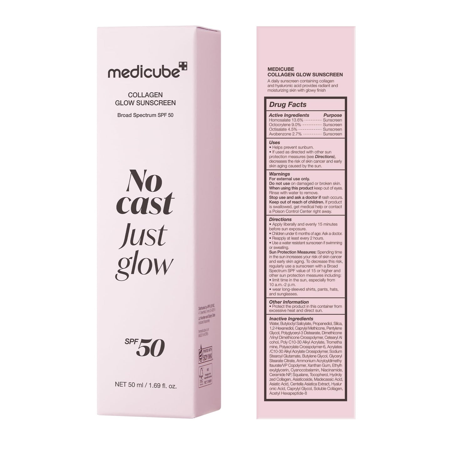 medicube Sunscreen No Cast Just Glow Collagen, SPF 50