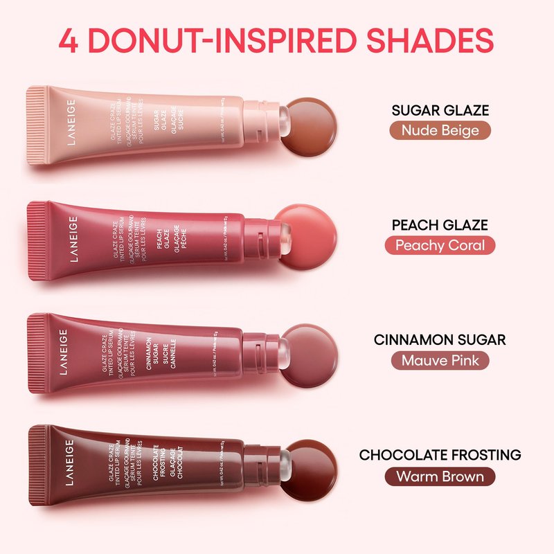 LANEIGE Glaze Craze Tinted Lip Serum: Hydrating, Lip Barrier-Boosting, Softening Lip Serum Treatment for Glossy & Buildable Shine, Nourished Lips | Korean Skin Care, Sugar Glaze