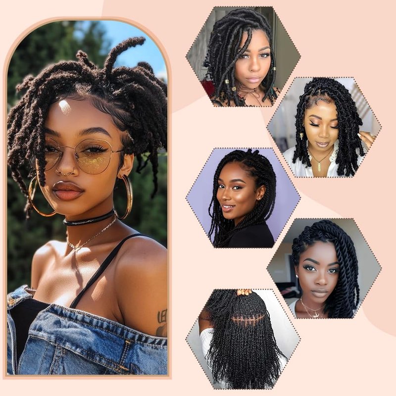 Afro Kinkys Bulk 100% Human Hair For Twist Dreadlock Extensions Afro Kinky Curly Human Braiding Hair For Repair Crochet Dreads Loc Twist Braids (#1B, 16Inch-50Gram)