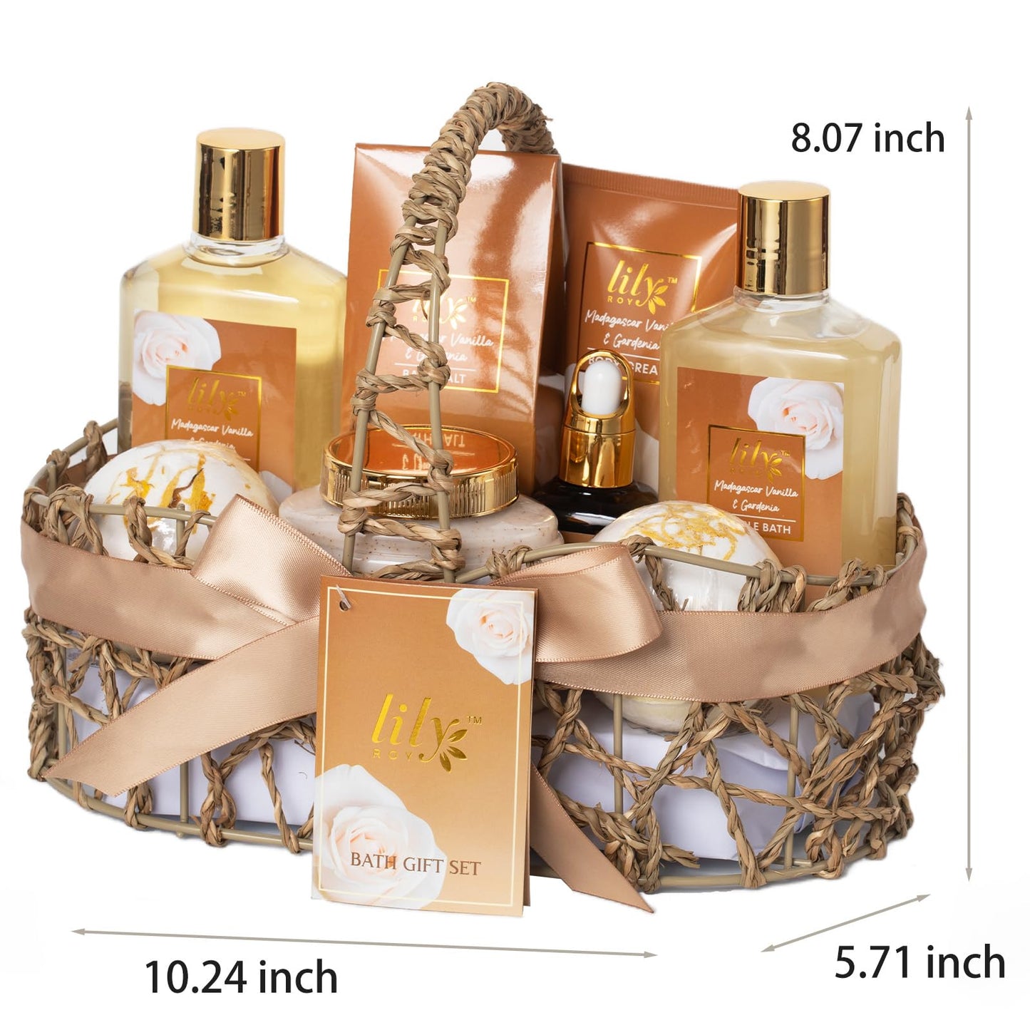 Gifts for Women, Birthday Gift, Spa Gift Basket for Women - 10-Piece Vanilla Bath and Body Gift Set for Women, Mothers Day Gift Basket for Mom, Spa Kit, Self Care | Gifts for Valentines Day, Christmas