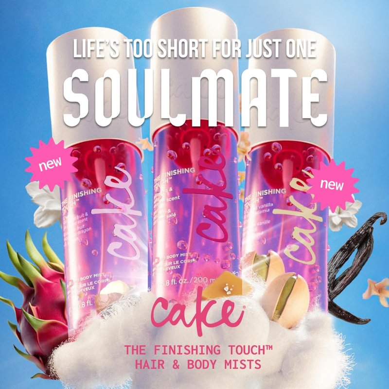 Cake Beauty Hair & Body Mist, The Finishing Touch - Pistachio & Salted Caramel Scent - Infused with Vitamin E & Argan Oil - For All Skin & Hair Types - 6.8 Fl Oz / 200 mL
