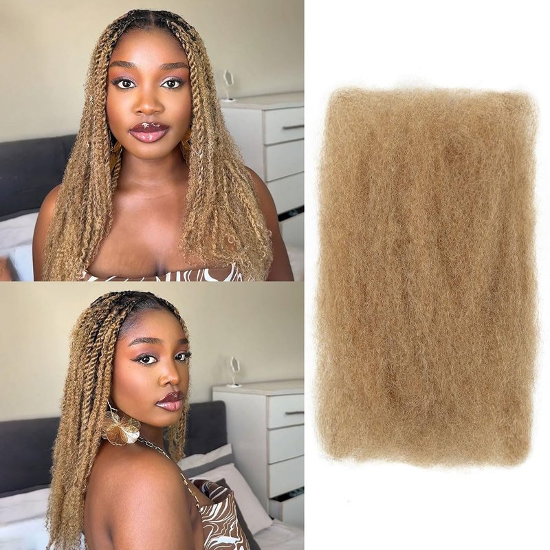 Afro Kinkys Bulk Human Hair, 14 inch 50 Gram 4c Curly Hair for Permanent Sister Locs/Mini Twists/Braids Can Dye and Bleach (#27, 14 Inch)