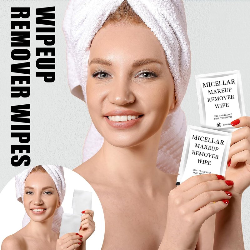 Makeup Remover Wipes - 150 Individually Wrapped Facial Cleansing Pads | Travel-Friendly White Cloths