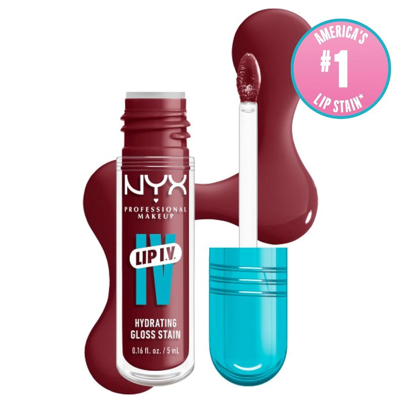 NYX Lip IV Hydrating Glossy Lip Stain - 12HR Moisture, Drippin In Rose (Pink)
