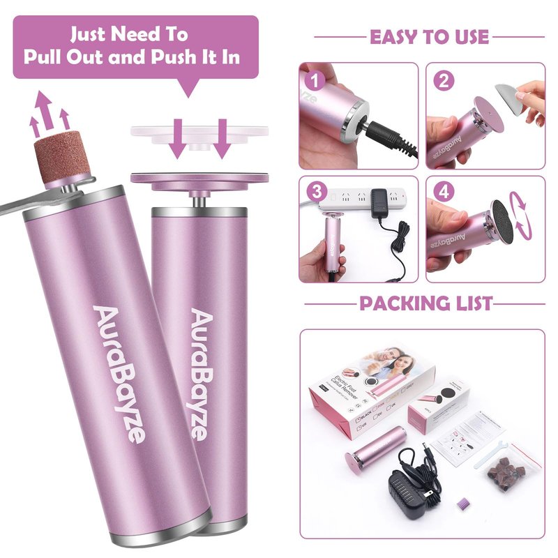 Upgraded Electric Foot File Callus Remover for Feet,Professional 2 in 1 Foot Scrubber Electric Foot Callus Remover Nail Grinder with 0-800r/min Speed Controller, Pedicure Tools for Famliy Use (Pink)