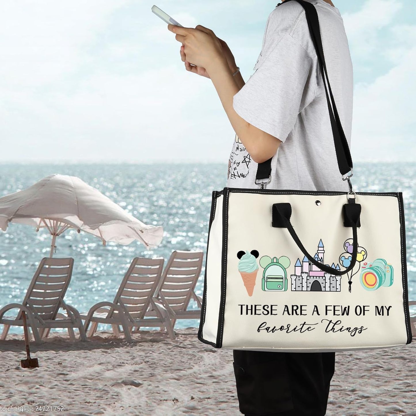 Fairytale Fans Tote Bag - Mouse Family Trip Snacks & Makeup Organizer | Magic Kingdom Design