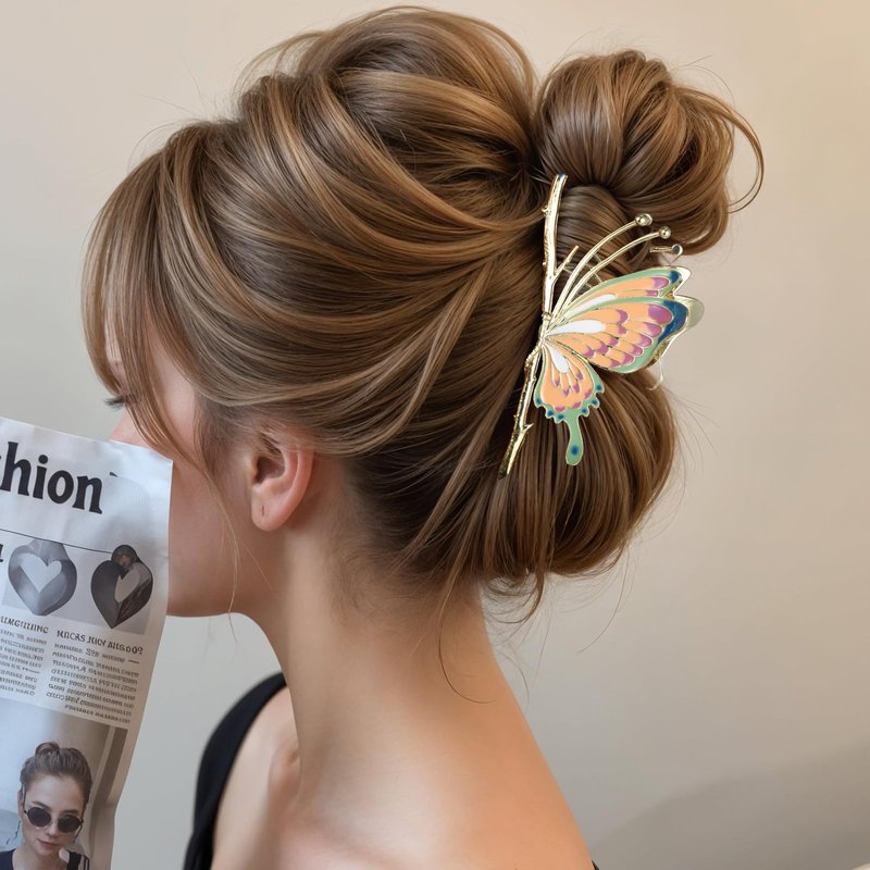 YUXIANLB 11PCS Metal Claw Clips, Sparkly Butterfly Tulip Flower Large Non-Slip Hair Clip for Thick Thin Hairs, Boho Decorative Styling Clamps Hairclips Hawaiian Hair Jaw Accessories for Woman and Girl