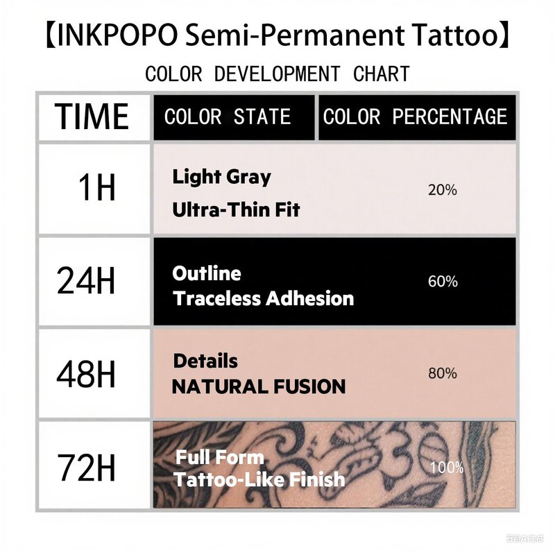 INKPOPO 3 Sheets Semi-Permanent Tattoos for Adults | 7-15 Days Longwear | Waterproof & Realistic Finish | Adult Art Temporary Tattoos | Cute Cat Series 049