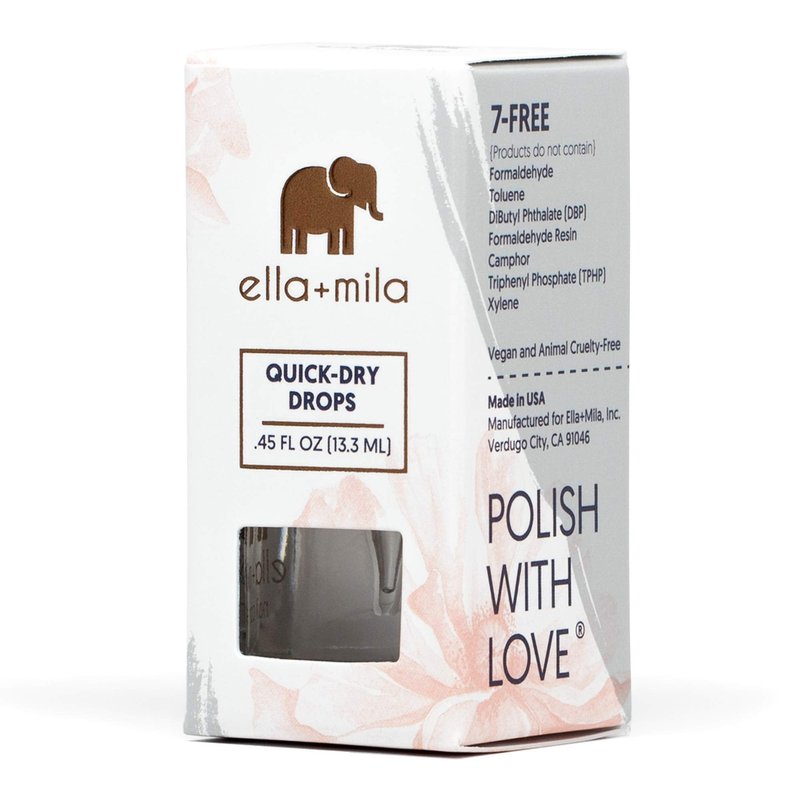 ella+mila Quick Dry Nail Drops - Gotta Jet Nail Polish Drying Drops for Smudge-Free Manicures - Fast Dry Top Coat Alternative - 17-Free Vegan (0.45 fl oz)