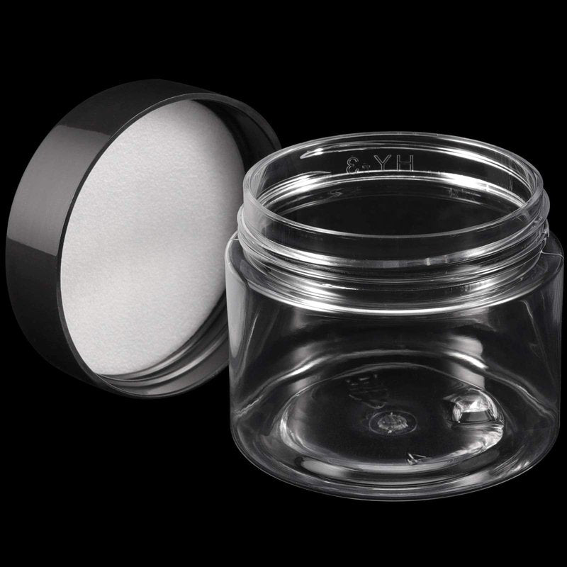 ZEONHAK 68 Pack 2 OZ Plastic Jars with Lids, Round Clear Slime Containers, Refillable Cosmetic Containers for Travel, Storage Lotion Cream Cosmetics Powders and Small Parts