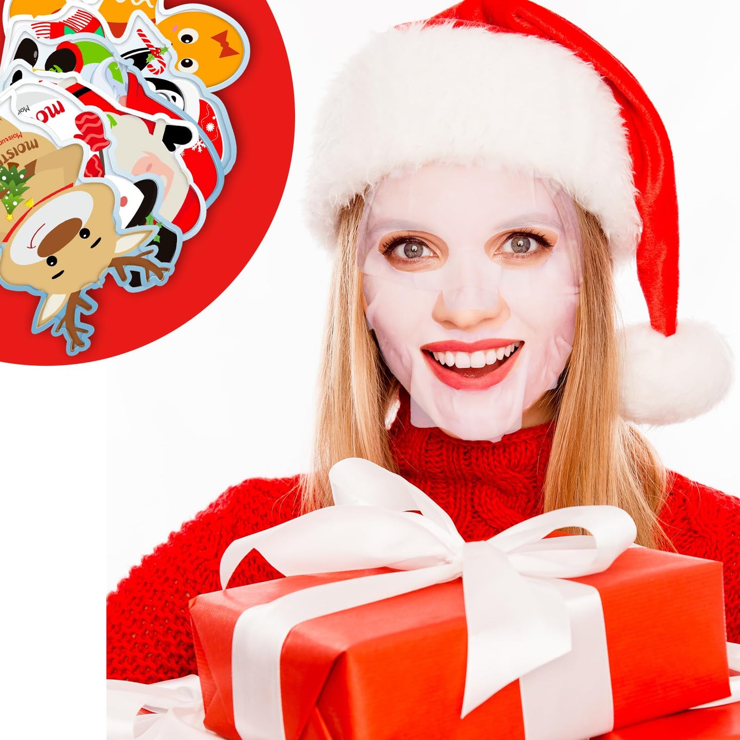 Timgle 48 Pcs Christmas Stocking Stuffers Bulk Facial Masks Skincare Face Sheet Masks Holiday Gifts for Women, Fragrance Hydrating Face Mask Spa Gifts Bulk for Coworker Adults Stocking Stuffer