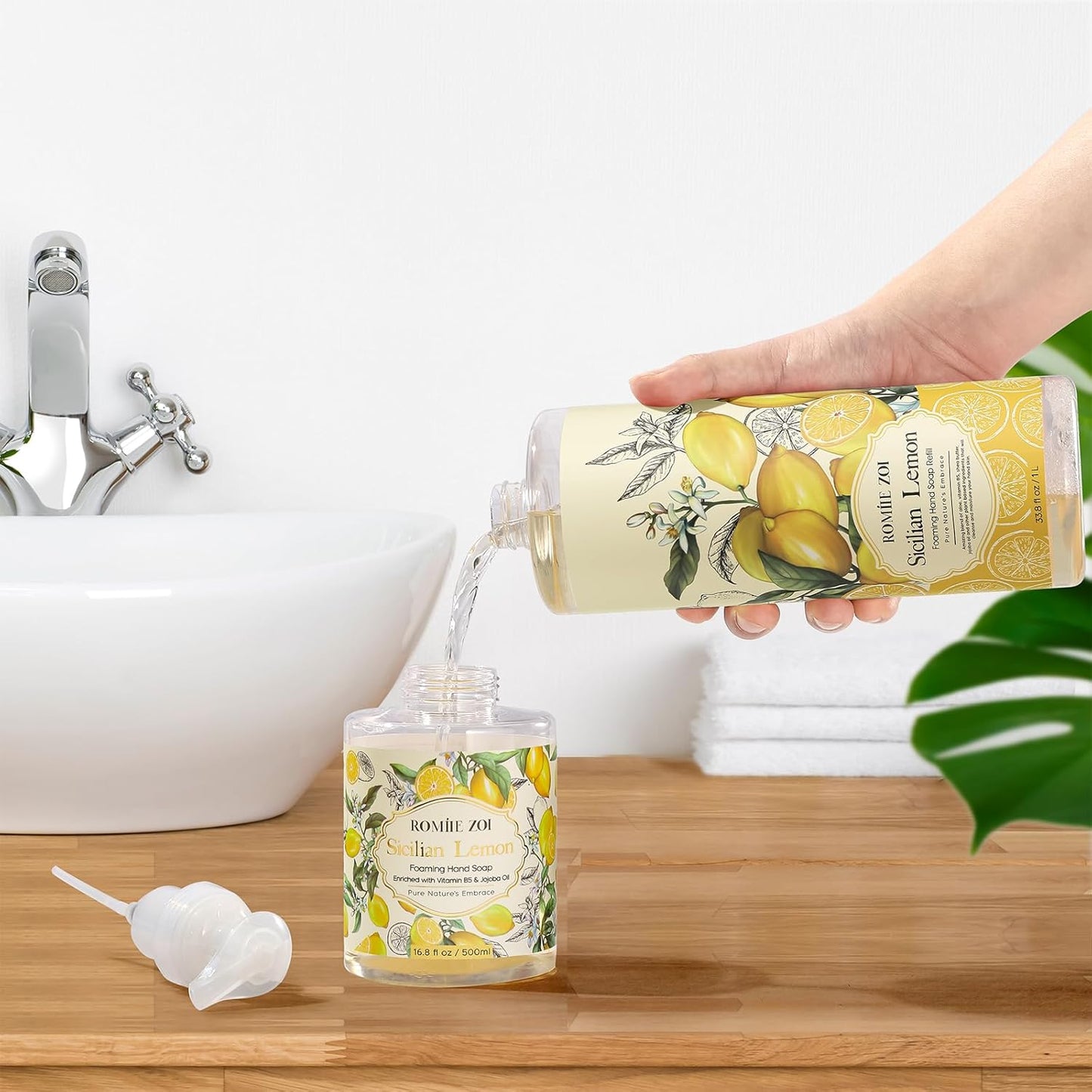 Tomato Vine Foaming Hand Soap Refill Set – 3 Pack (33.8 Fl Oz Each) – Chemical-Free & Moisturizing with Refillable Dispenser for Kitchen & Bathroom