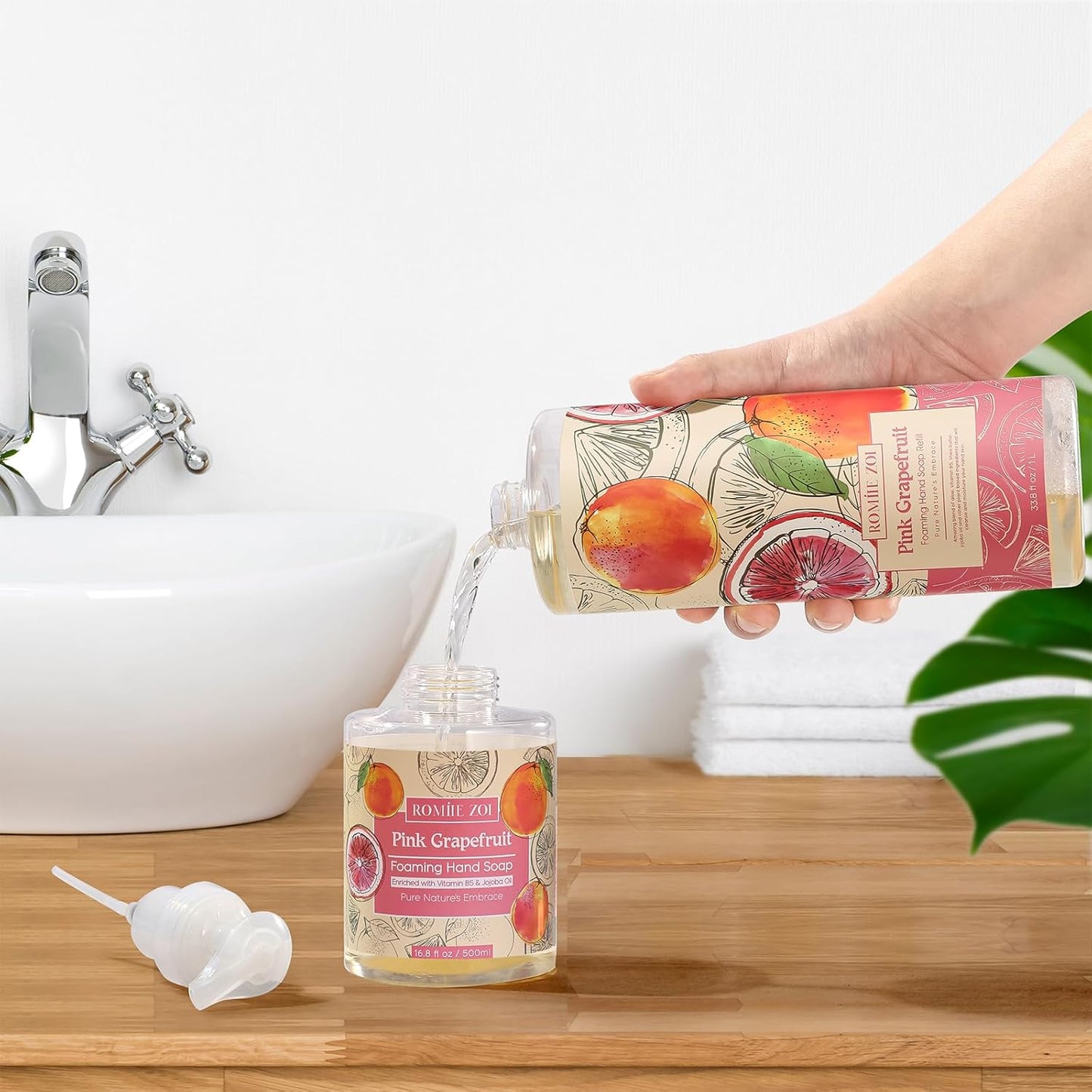 Tomato Vine Foaming Hand Soap Refill Set – 3 Pack (33.8 Fl Oz Each) – Chemical-Free & Moisturizing with Refillable Dispenser for Kitchen & Bathroom