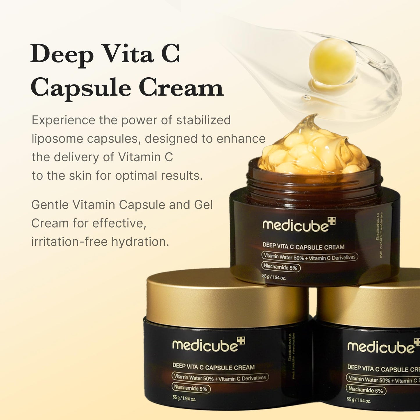 medicube Glass Skin Duo for uneven skin: Deep Vita C Toner Pads and Deep Vitamin C Golden Capsule Face Moisturizer