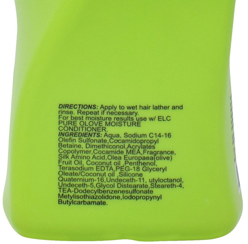 ELC Pure Olove Moisturizing Shampoo (12oz)- Sulfate Free Color Safe Shampoo Moisturizes, Nourishes, Balances & Repairs, Dry, Keratin Smoothing Treated, Multi Textured Hair.