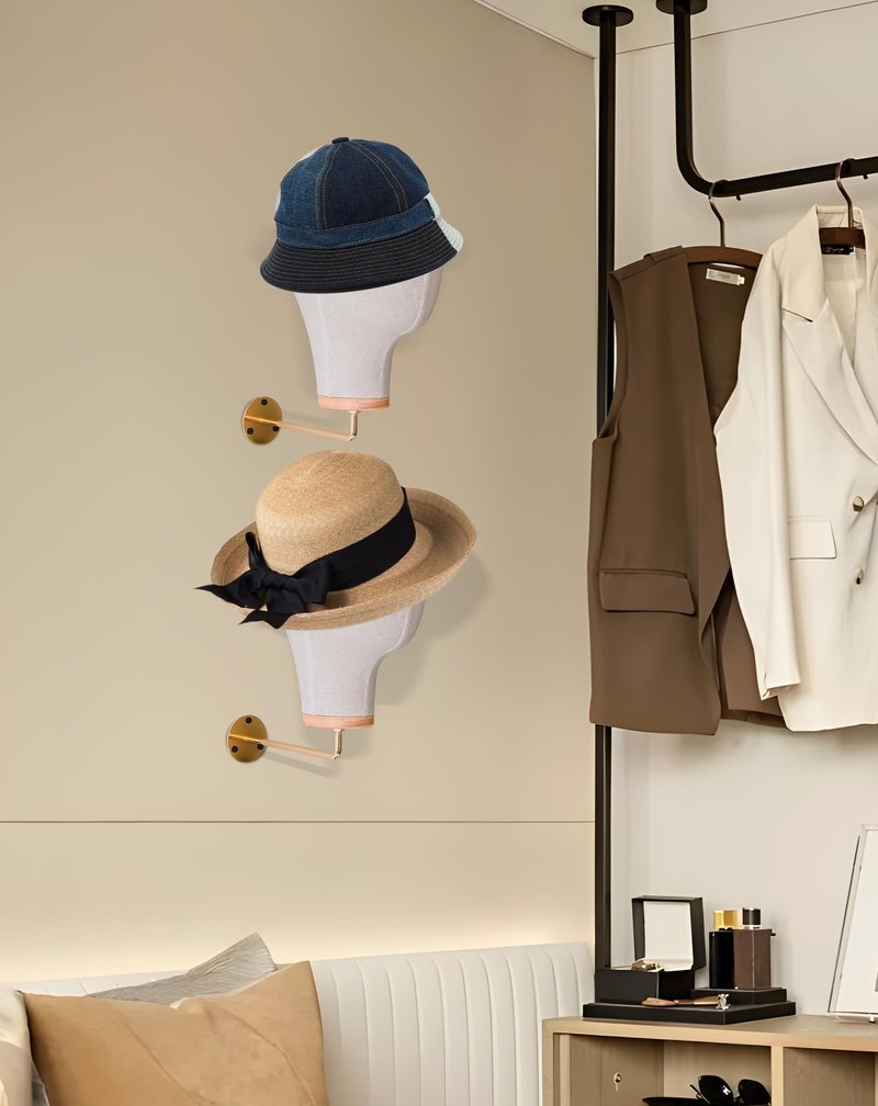 CHADWICK Mannequin Head Wall Mount, Hanging Wig Stand for Wigs, Hats, Lash Mannequin Head, Hat Display Stand, Wig Holder for Multiple Wigs, Wig Storage Hanger, Cowboy Hat Rack (Unpinnable)