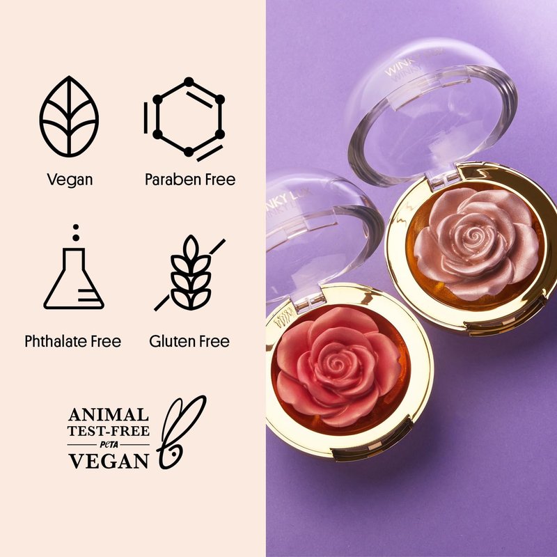 Winky Lux Cheeky Rose Cream Highlighter - Weightless Cream Makeup for Cheeks, Effortlessly Blendable, Skincare-Infused with Vitamin E, Light Gold, Brilliant