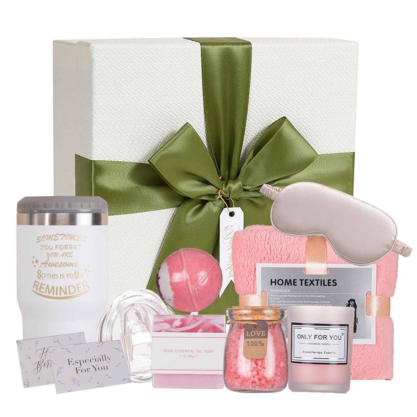 Spa Gift Basket for Women - Relaxation Gift Set with Wine Glasses | Perfect for Birthdays, Christmas, or Get Well Soon