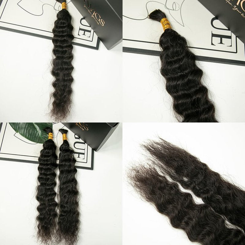YWIGS Wet and Wavy Human Braiding Hair for Boho Braids 50G No Weft Virgin Human Hair Bulk Human Hair for Braiding 20inch