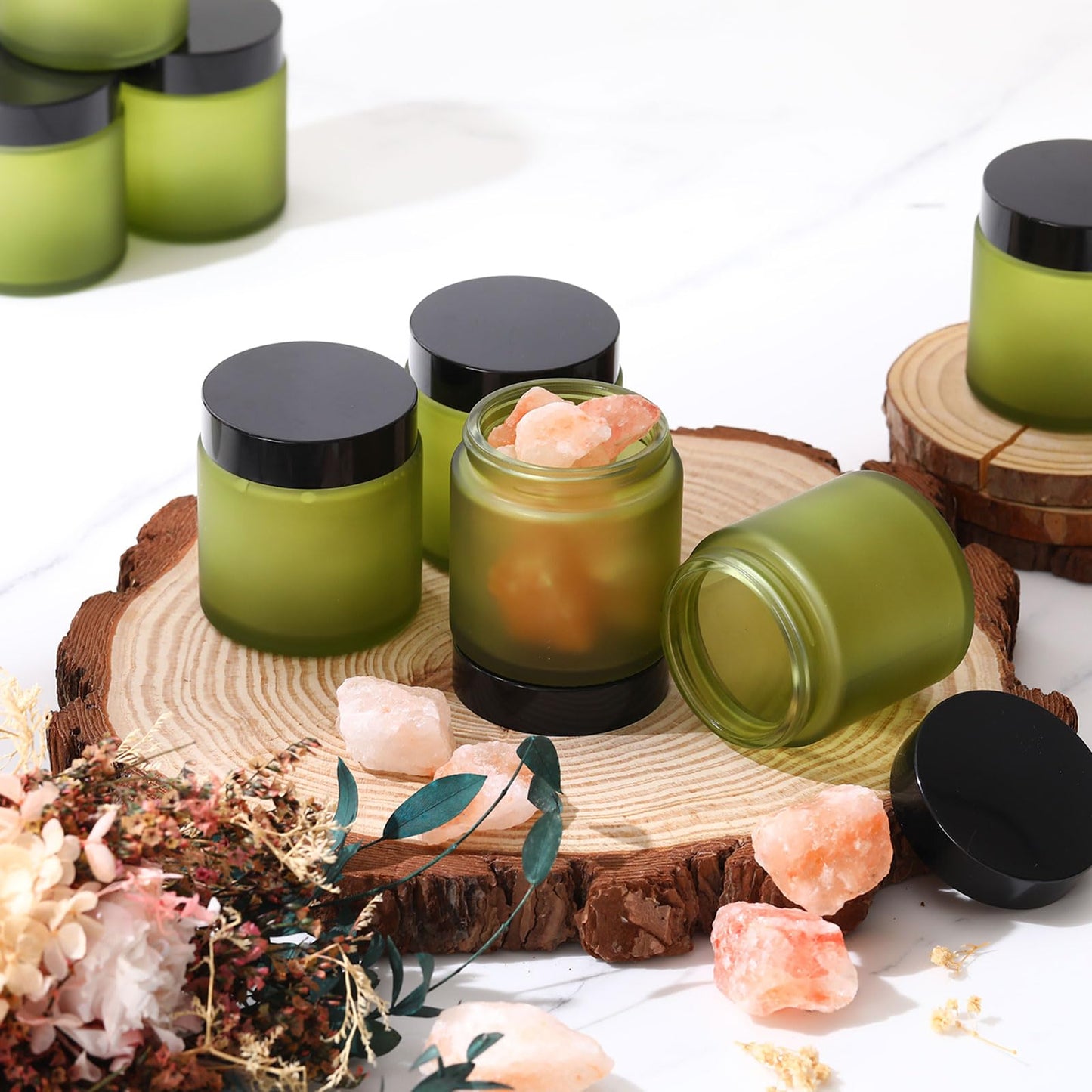 Norme 36 Pcs 4 oz Glass Jars with Lids Leakproof Round Airtight Empty Cosmetic Jars with Inner Liners Lid for Storing Lotions Powder Ointments Making Tins (Pea Green)