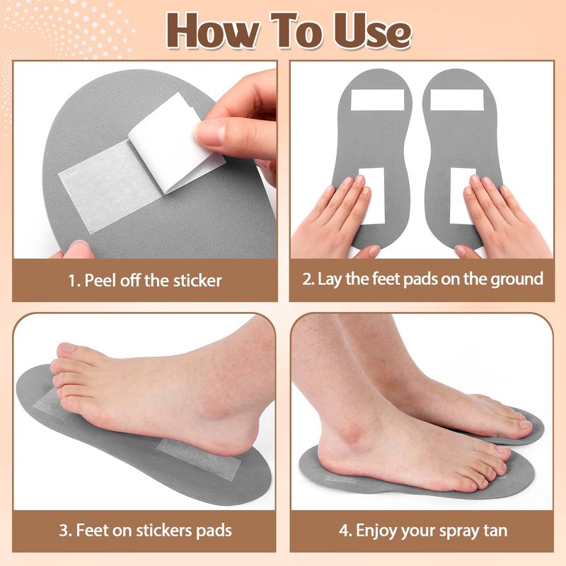 Suhine 40 Pairs Spray Tan Feet Pads Bulk Disposable Foam Sticky Spray Tanning Accessories Feet Sunless Tanning Home or Beauty Salon Supplies (Dark Color)