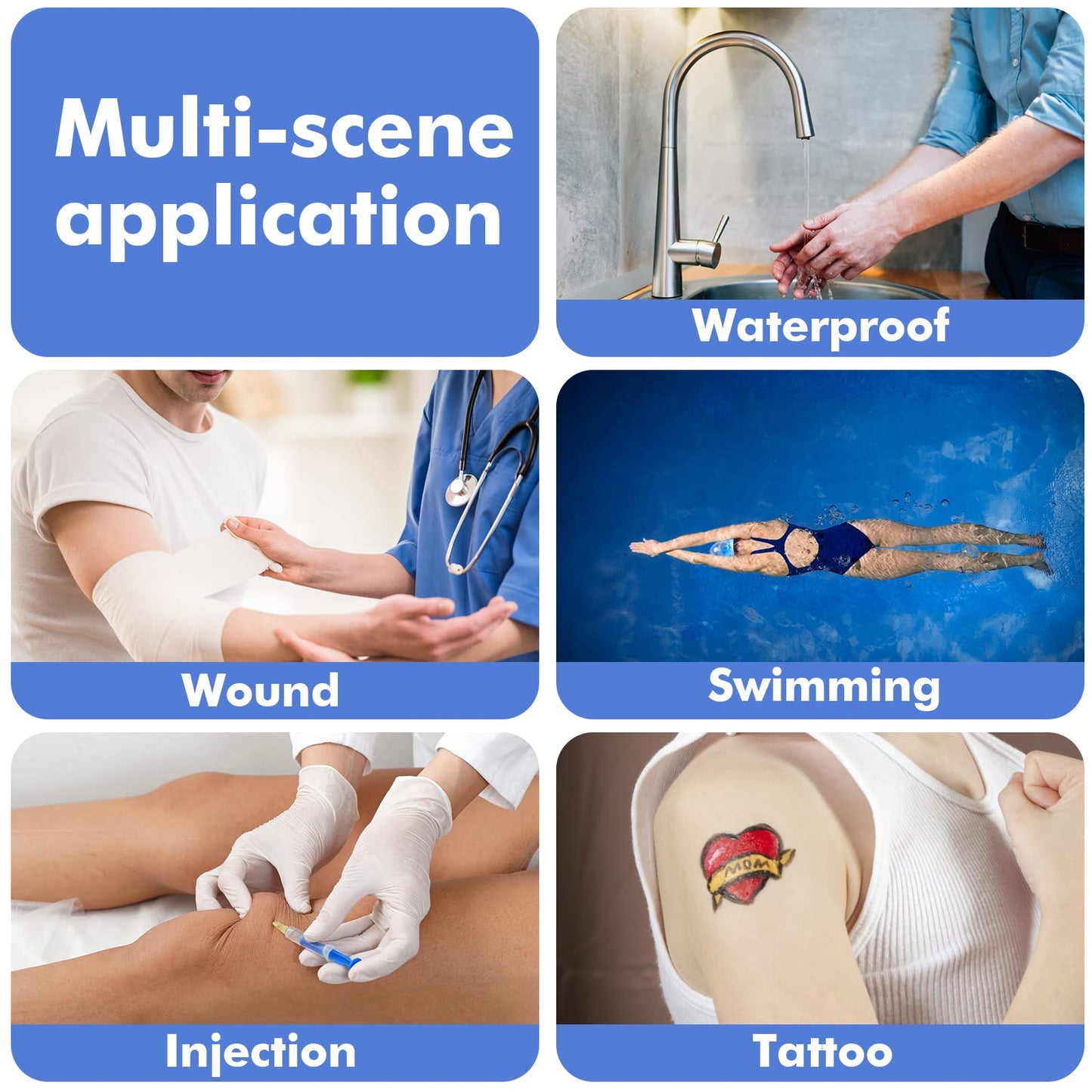 Tattoo Aftercare Waterproof Bandage (9.84 in x 10.9 Yd Roll) Second Skin Wound Healing Protective Skin Adhesive Bandages Transparent Dressing Bandages Tattoo Supplies