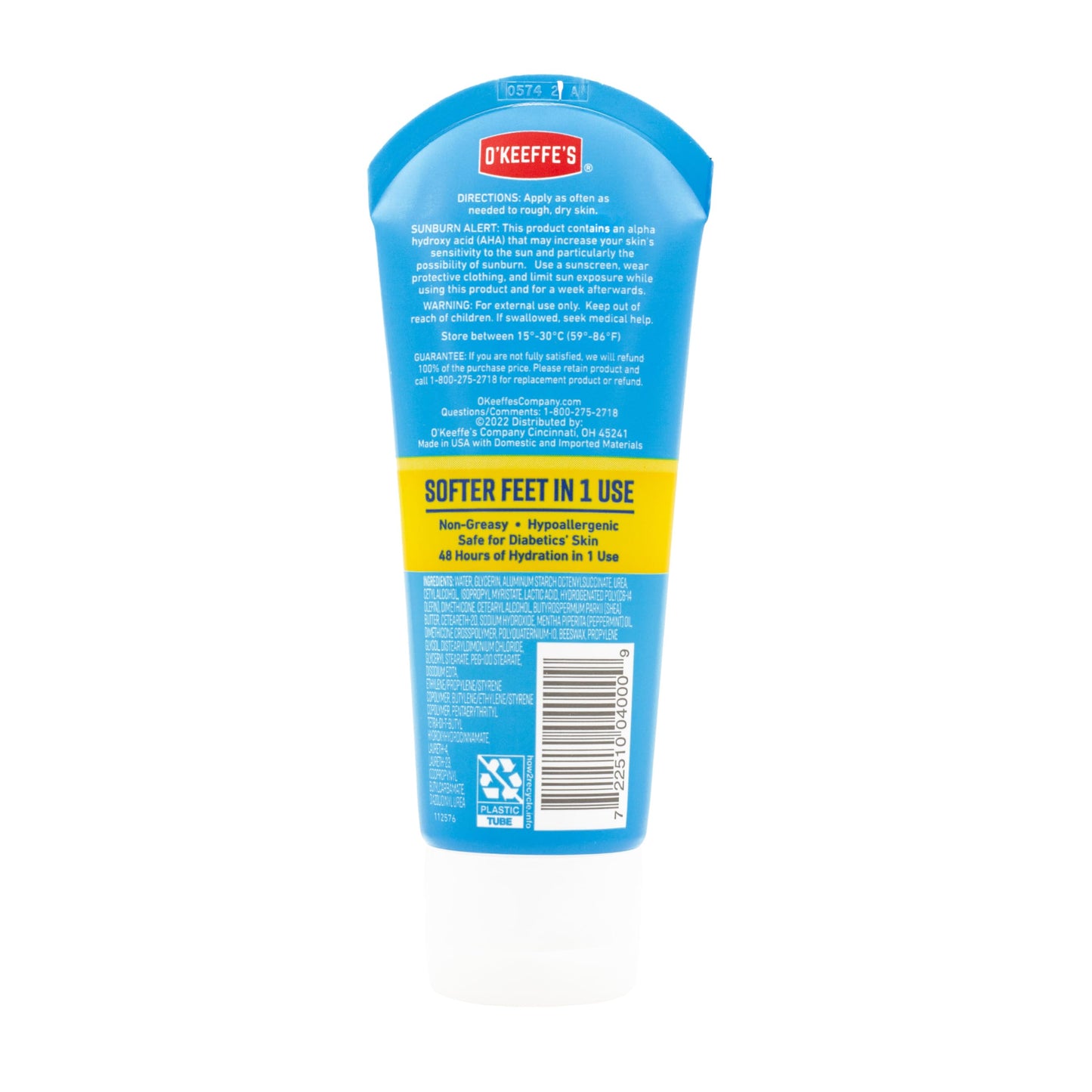 O'Keeffe's for Healthy Feet Intense Renewal Cream with Urea & Alpha Hydroxy Acid - 3 oz Tube - Chemically Exfoliates and Softens Extremely Callused, Dry Feet (Pack of 2)