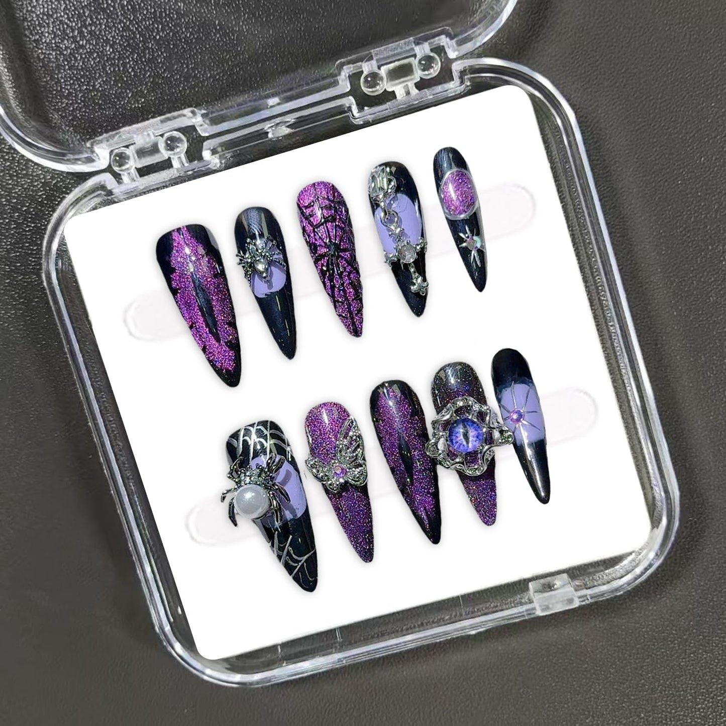 Christmas Press-On Nails - Short Square Gel Full Cover with Reindeer & Santa Designs