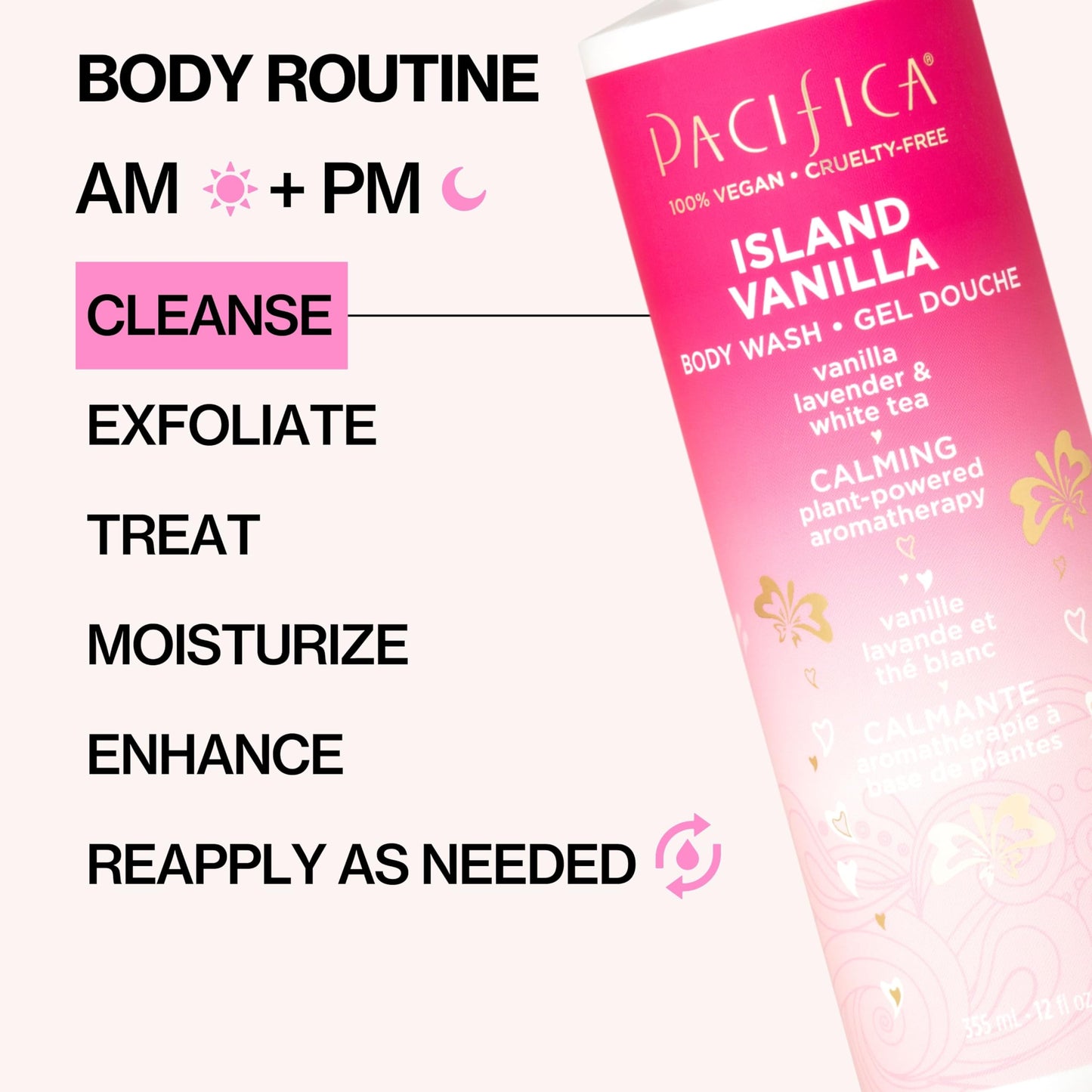 Pacifica Island Vanilla Body Care Set – Body Wash & Body Lotion Duo for Dry Skin, Nourishing Vanilla Bath Set, Moisturizing Sulfate-Free Cleanser and Hydrating Lotion, Vegan & Cruelty-Free