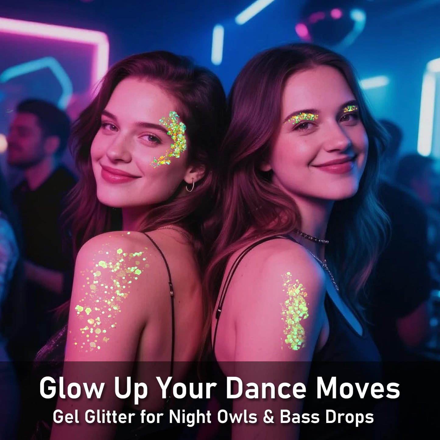 MiraWish 12 Colors Glow Body Glitter Gel, Glow in The Dark Hair Face Glitter Gel, Rave Accessories for Festivals Carnival UV Black Light Party
