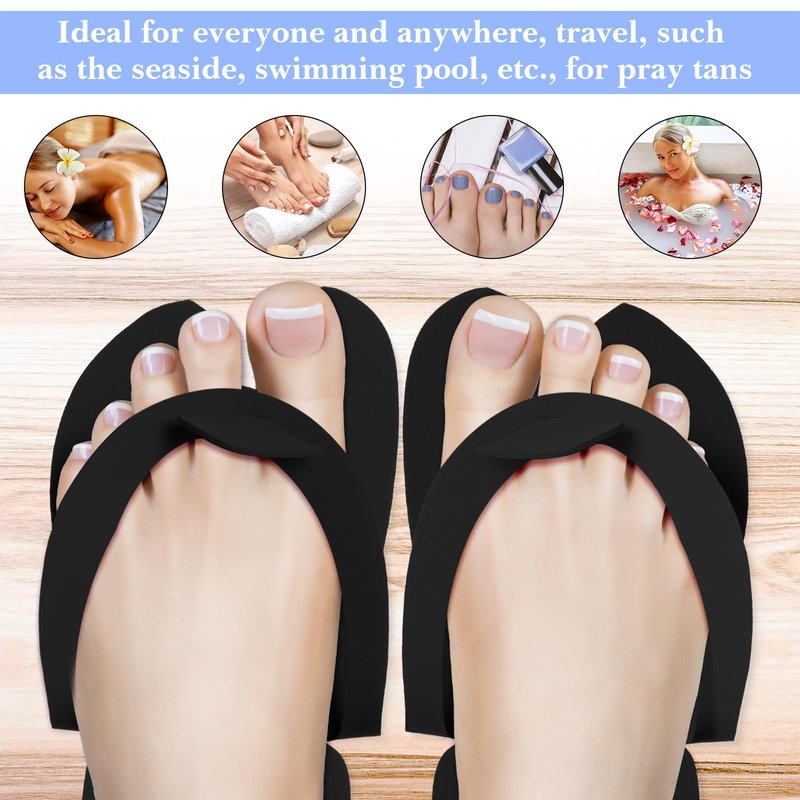 JaGely 90 Pairs Disposable Pedicure Slippers Bulk, Pedicure Flip Flops Disposable Anti Slip EVA Foam Spa Slippers Sandals for Guests Women Girls Kids Foot Bath Nail Salon Party Supplies (Black)