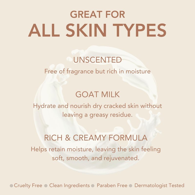 Dionis Goat Milk Unscented Hand & Body Cream and Body Lotion Bundle (Pack of 2)