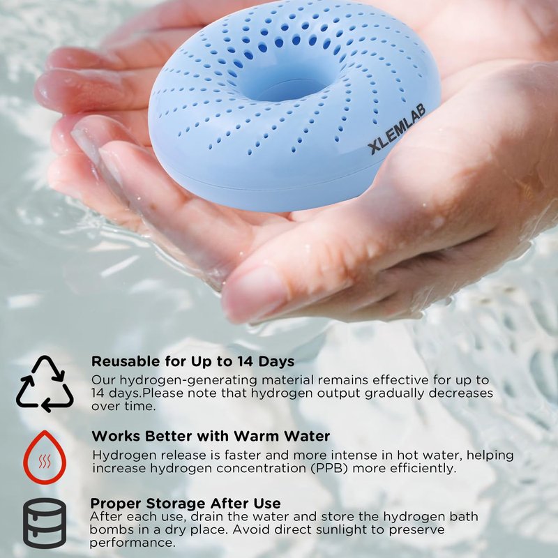 XLEMLAB 4 Packs H2 Hydrogen Bath Bombs for Women,Molecular Hydrogen Water Tablets for Spa,14 Days Reuseable,Antioxidant Anti-Aging, Relaxing Post-Exercise Routine, Muscle Recovery,Gift for Women