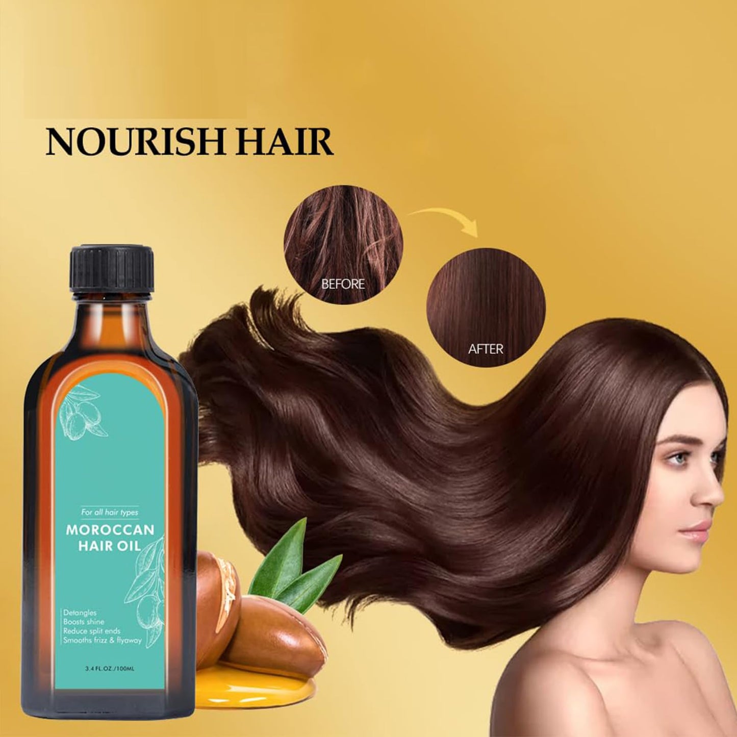 Fovcos Moroccan Argan Treatment Hair Oil for Luxurious Hair Care and Repair, Extra Strength Argan Treatment Hair Oil Treatment for Split Ends, Frizzy Hair and Flyaways (1, 100, Milliliters)