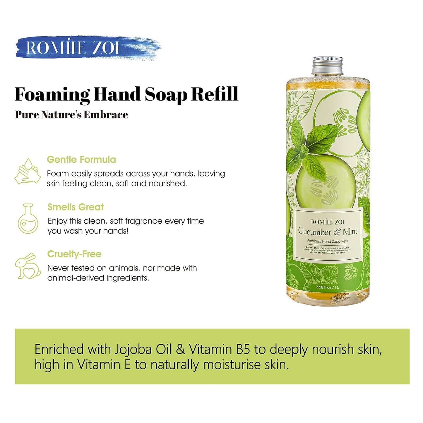 Tomato Vine Foaming Hand Soap Refill Set – 3 Pack (33.8 Fl Oz Each) – Chemical-Free & Moisturizing with Refillable Dispenser for Kitchen & Bathroom